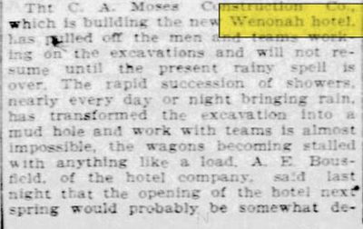 Wenonah Hotel - Sep 19 1907 Article